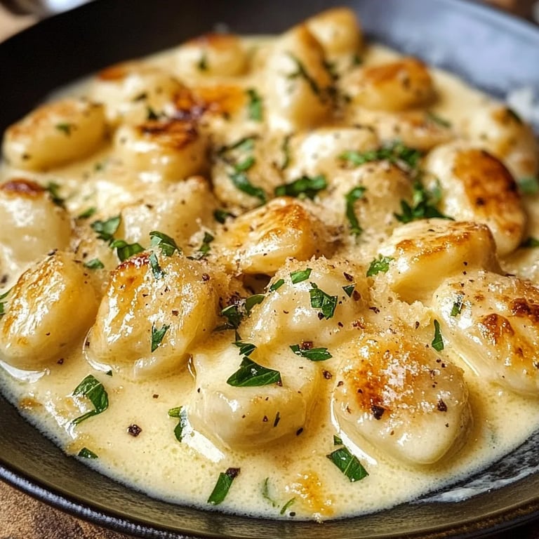 Cremige Knoblauch-Hähnchen-Gnocchi aus einer Pfanne