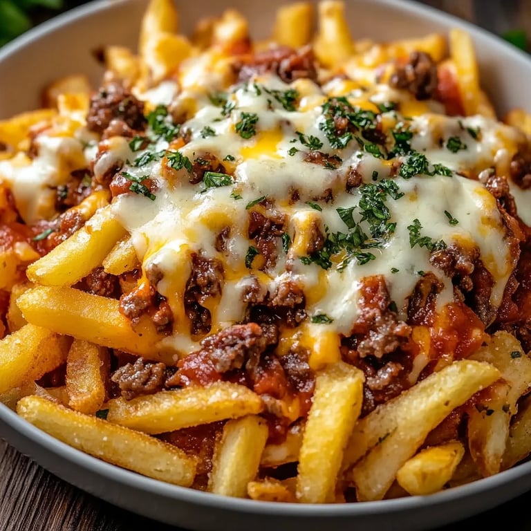 Irresistible Cheesy Loaded Fries with Beef and Mozzarella