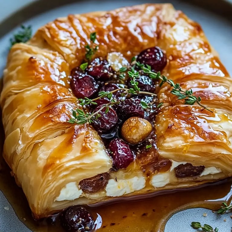 Baked Brie in Puff Pastry with Honey and Fig