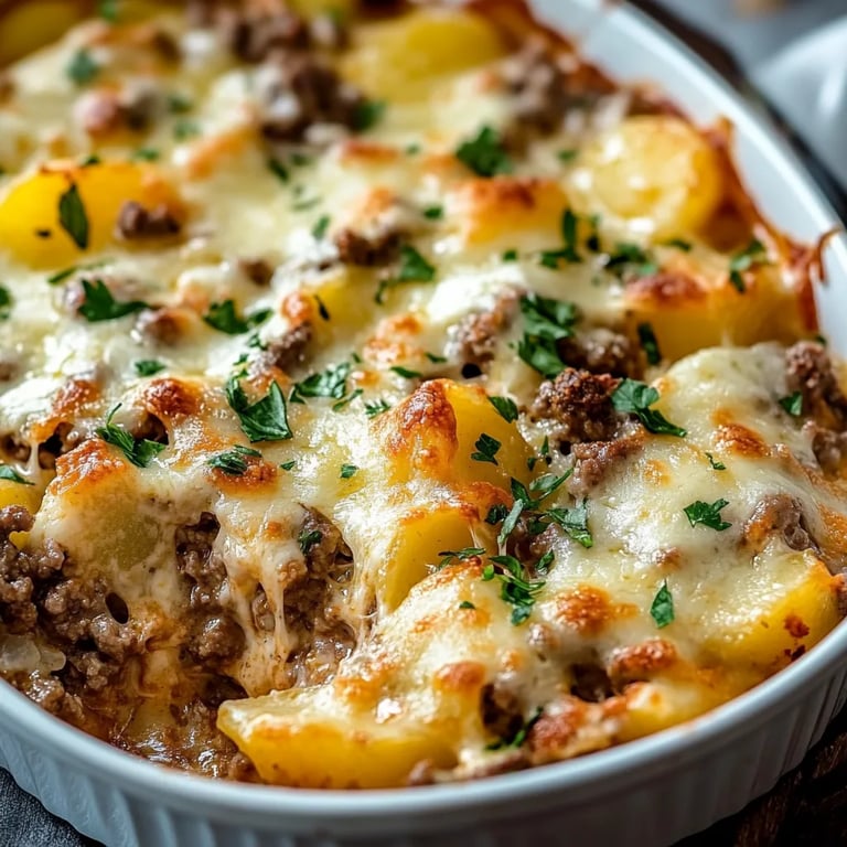 Cheesy Ground Beef & Potato Casserole (One-Pan Dinner!)