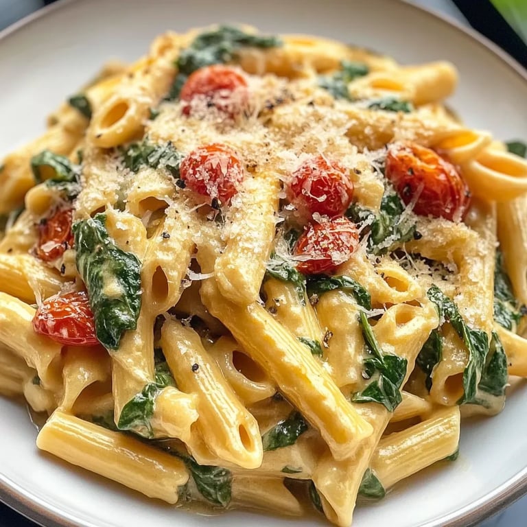 Leckere Spinat-Tomaten-Pasta