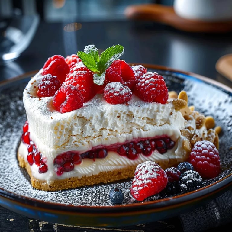 Käsesahne mit Preiselbeeren und Spekulatius