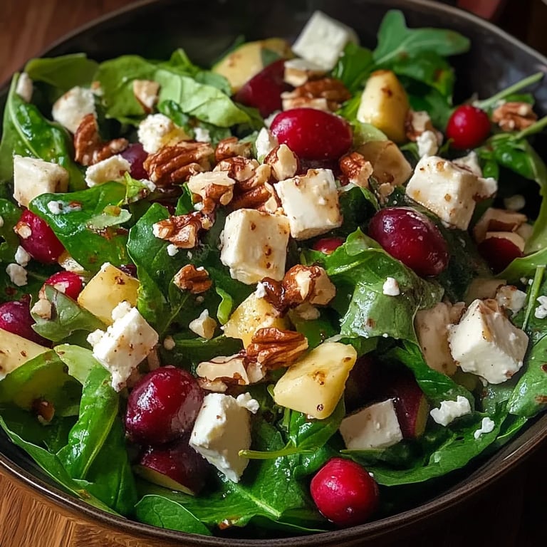 Granatapfelsalat mit Feldsalat, Walnüssen, Feta und Honig-Balsamico-Dressing
