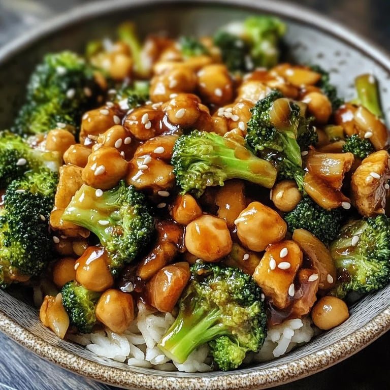 Knoblauch-Brokkoli-Pfanne mit Kichererbsen