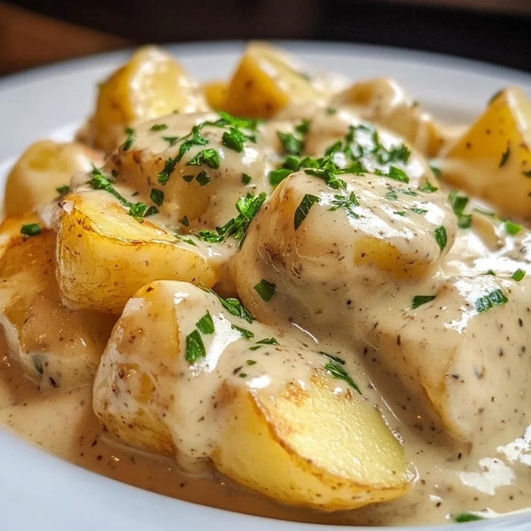 Kartoffeln in cremiger Knoblauchsoße