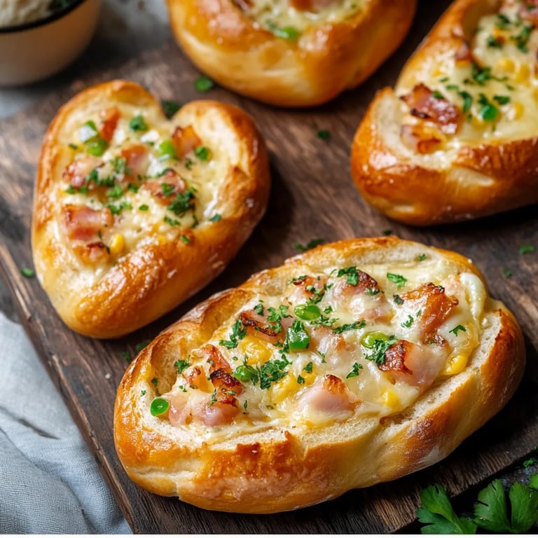 Gefüllte Brezeln mit Schmand, Schinken & Käse