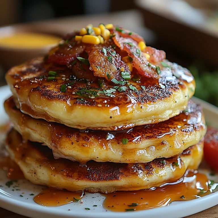 Panqueques de maíz con jalapeño y cheddar con tocino: Una Increíble Receta Última