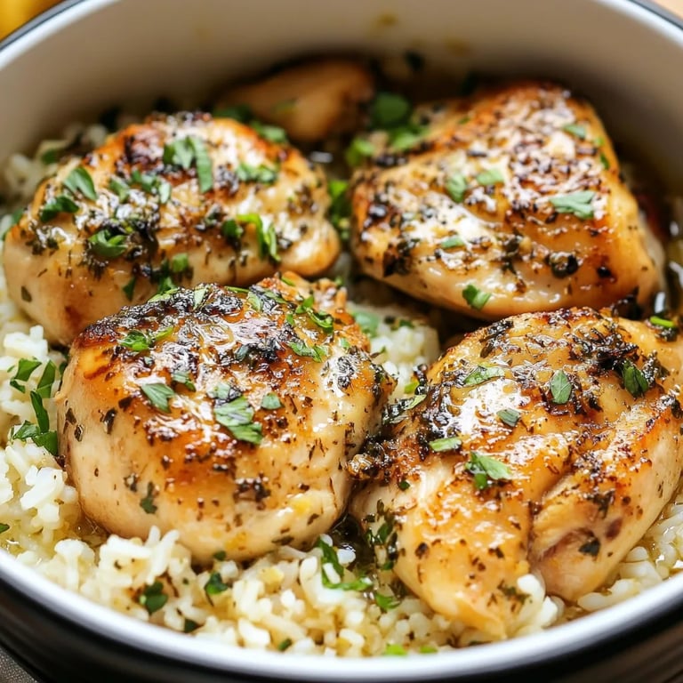 Slow Cooker Lemon Herb Chicken and Rice