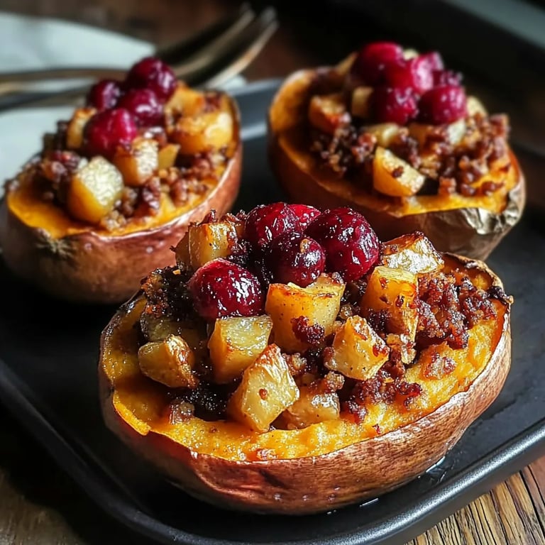 Cranberry Apple Twice-Baked Sweet Potatoes