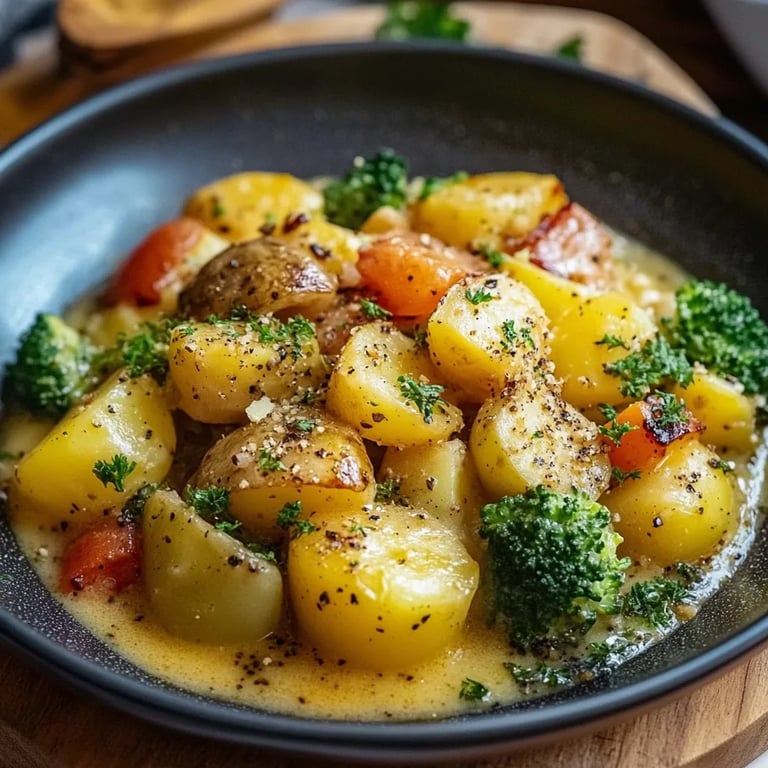 Bunte Gemüsepfanne mit Brokkoli & Kartoffeln