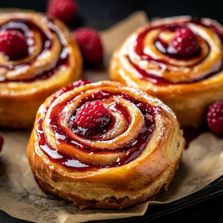 Raspberry Cinnamon Rolls with Lemon Glaze