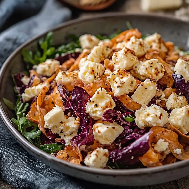 Rotkohl Feta Salat mit Walnüssen