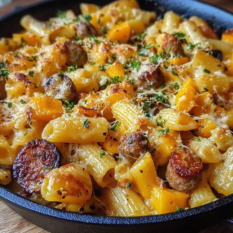 Delicious Autumn Sausage Pasta Squash