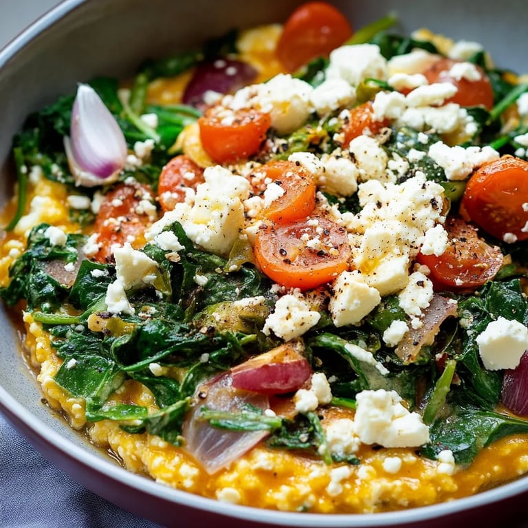 Hirsepfanne mit Kürbis, Spinat und Feta