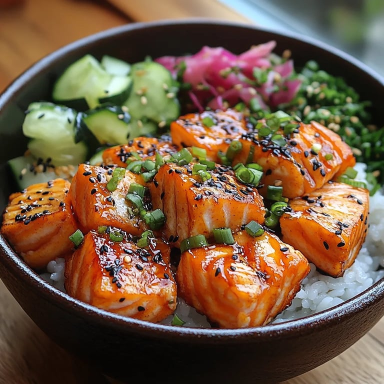 Tazón de Arroz con Bocados de Salmón Picantes Fritos: Una Increíble Receta Esencial