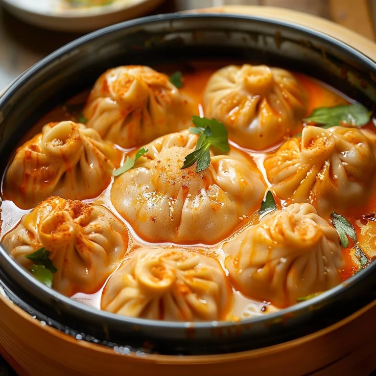 Soup Dumplings in Creamy Gochujang Sauce