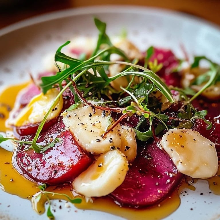 Rote Bete-Carpaccio mit gratiniertem Ziegenkäse