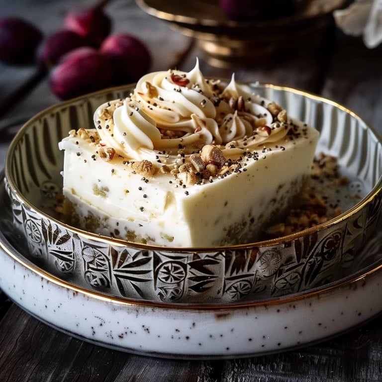 Karamellisierte Pflaumen mit Mohncreme