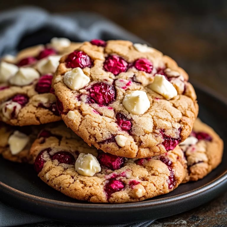 Perfekte Himbeer Cookies mit weißer Schokolade