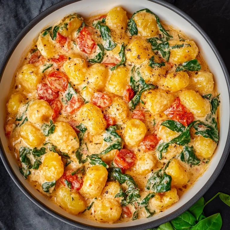 Schnelle Gnocchi-Pfanne mit Tomate & Spinat