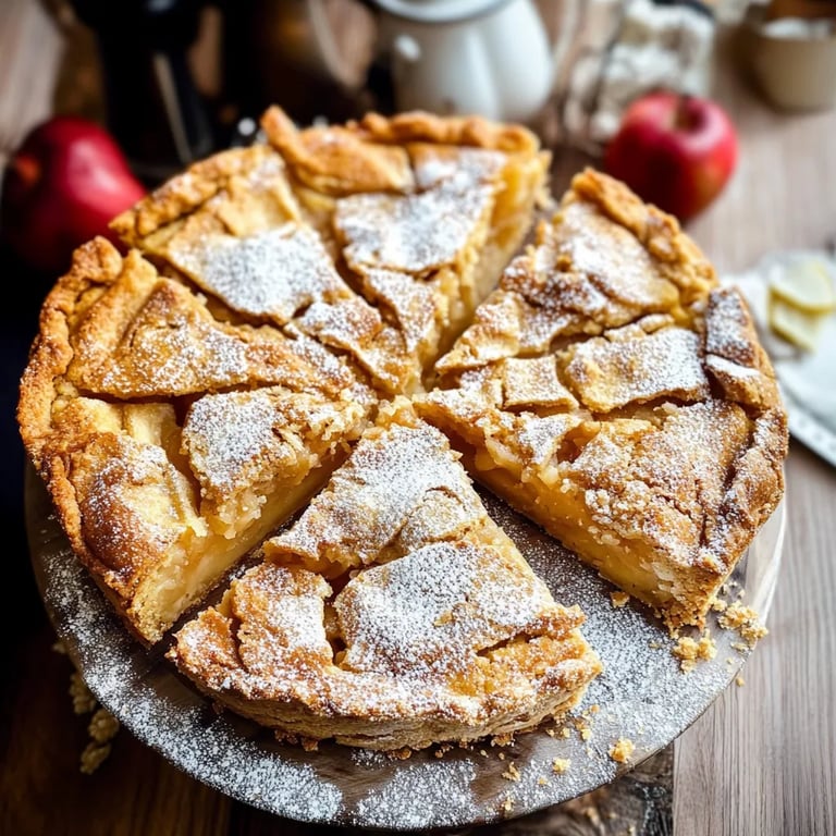 Gedeckter Apfelkuchen mit Mürbeteig