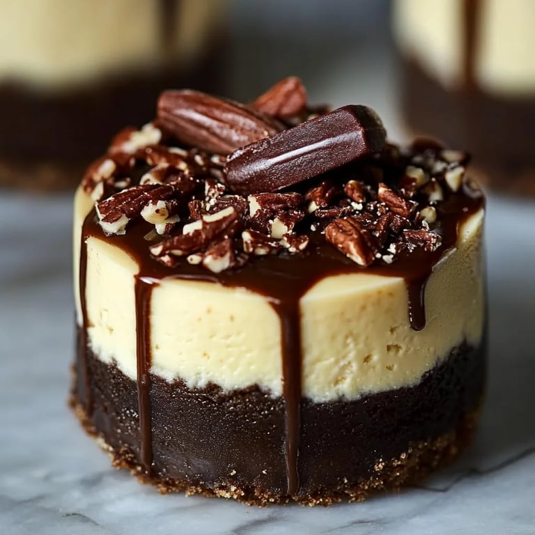 No Bake Turtle Mini Cheesecake