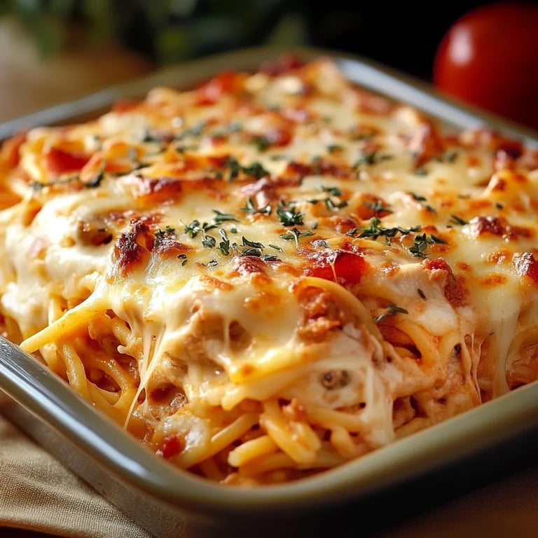Homemade Southern Chicken Spaghetti Casserole