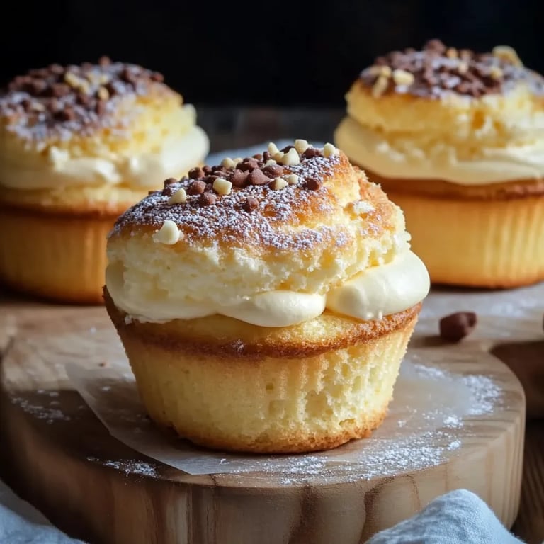 Quarkmuffins mit Vanillepudding