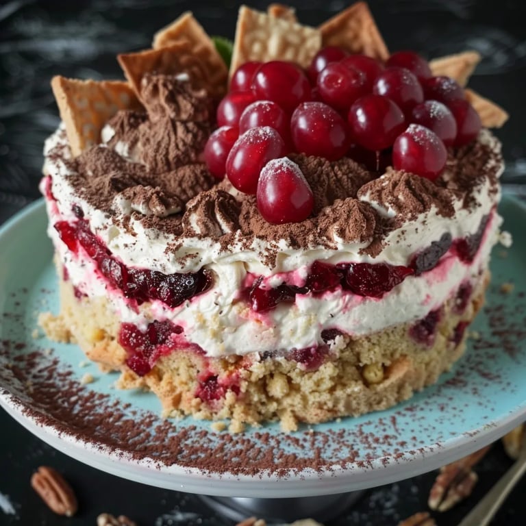 Nuss-Nougat-Torte mit Kirschen