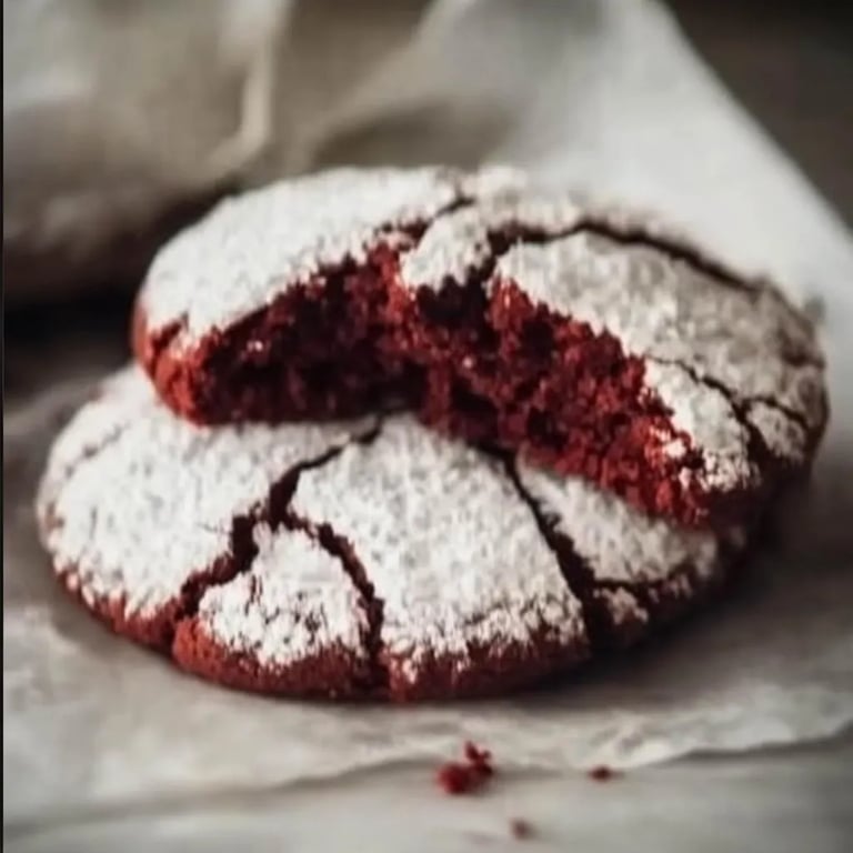 Fudgy Red Velvet Crinkle Cookies