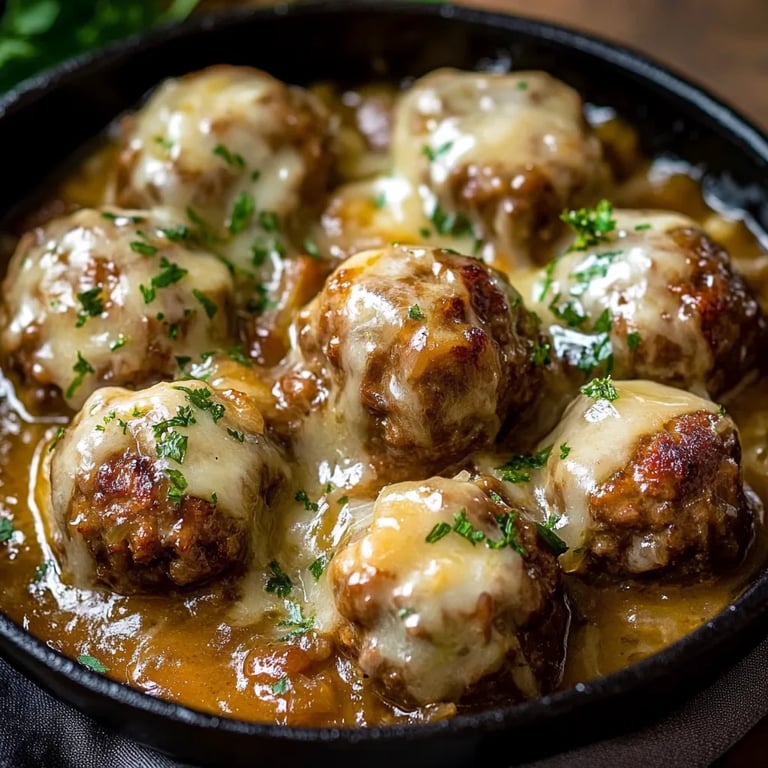 French Onion Meatballs with Savory Onion Sauce