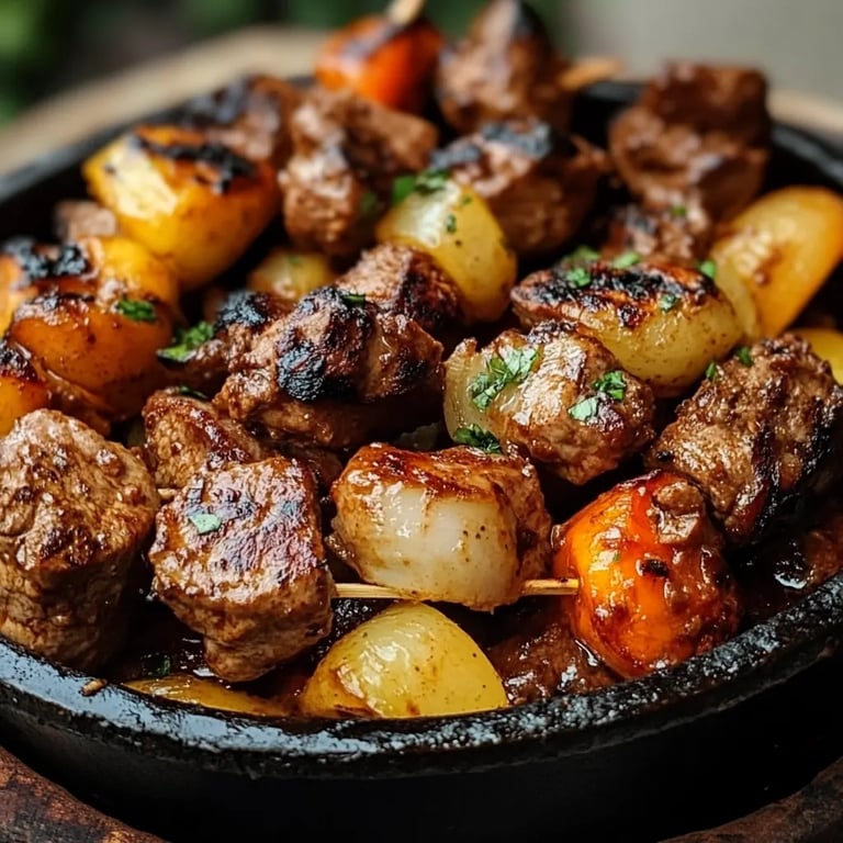 Schaschlik-Topf aus dem Ofen