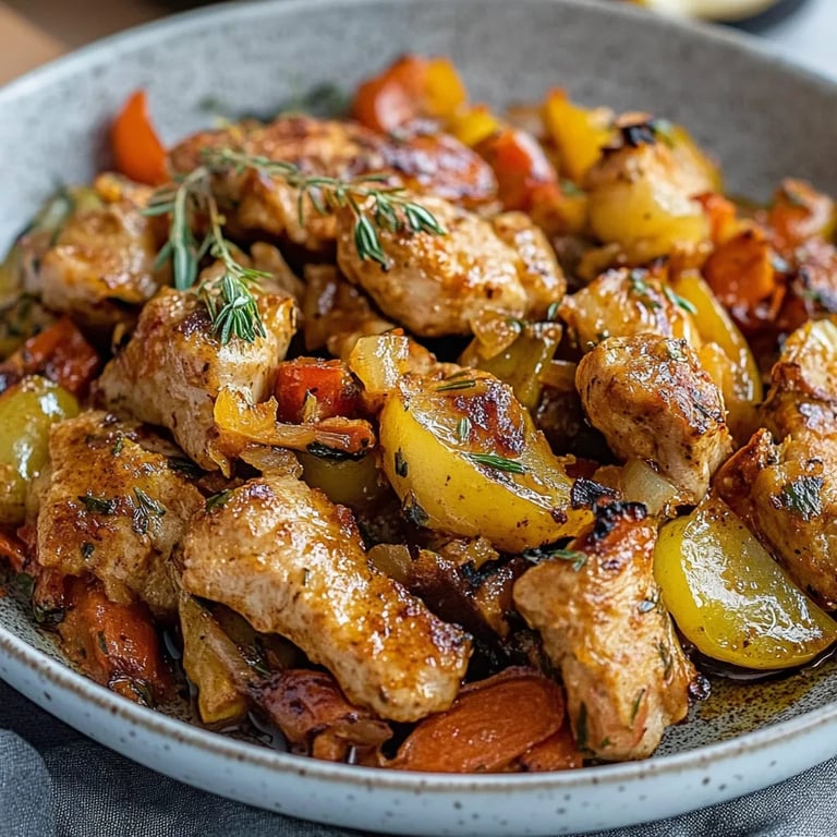 Knackige Gemüsepfanne mit Hähnchen