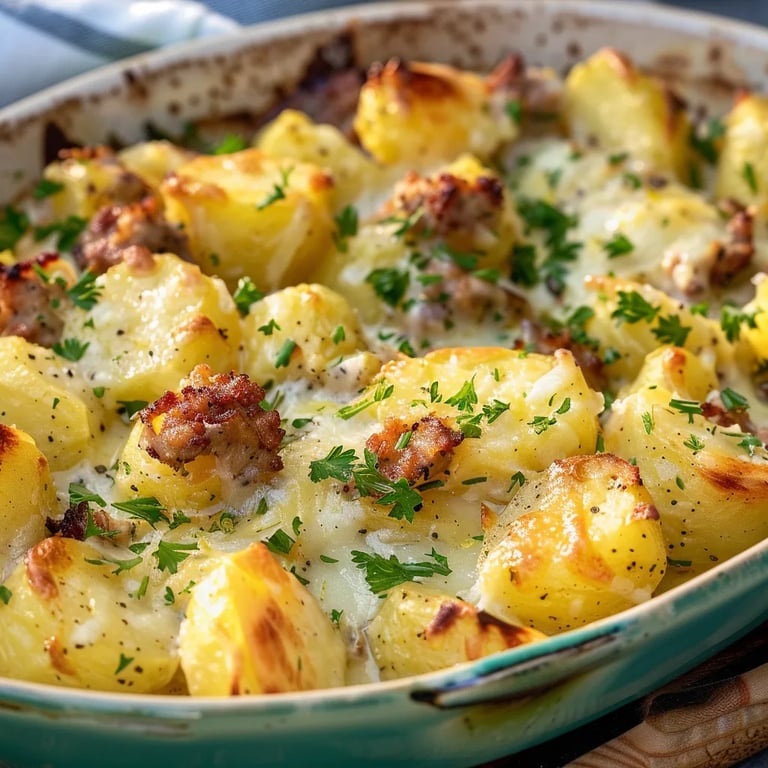 Auflauf mit Kartoffeln, Kohlrabi und Hackfleisch