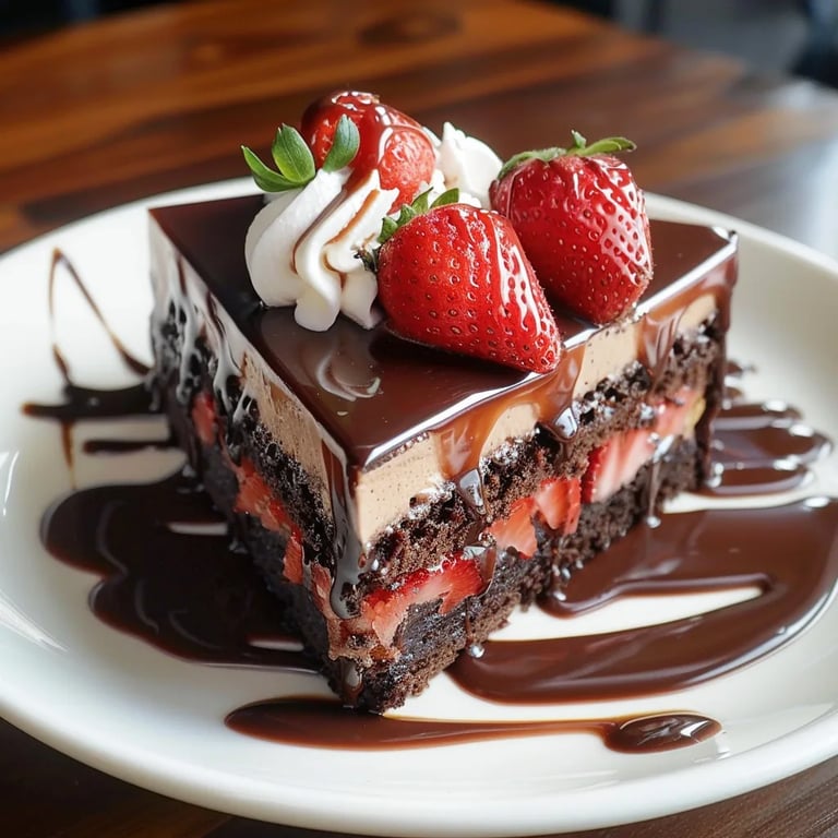 Bolo de Chocolate com Recheio de Morango Fresco