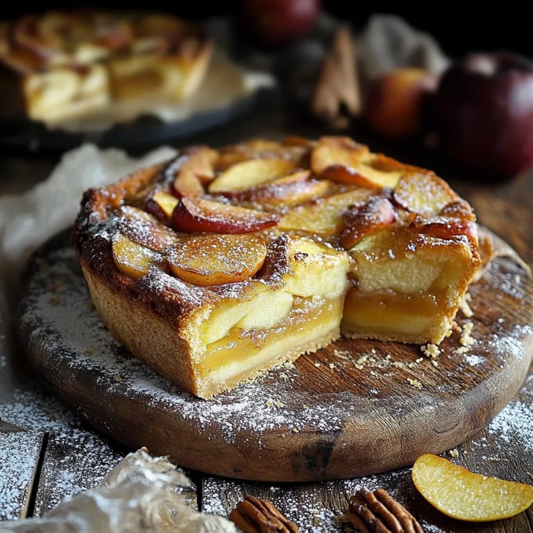 Gedeckter Apfelkuchen mit Knusperdecke