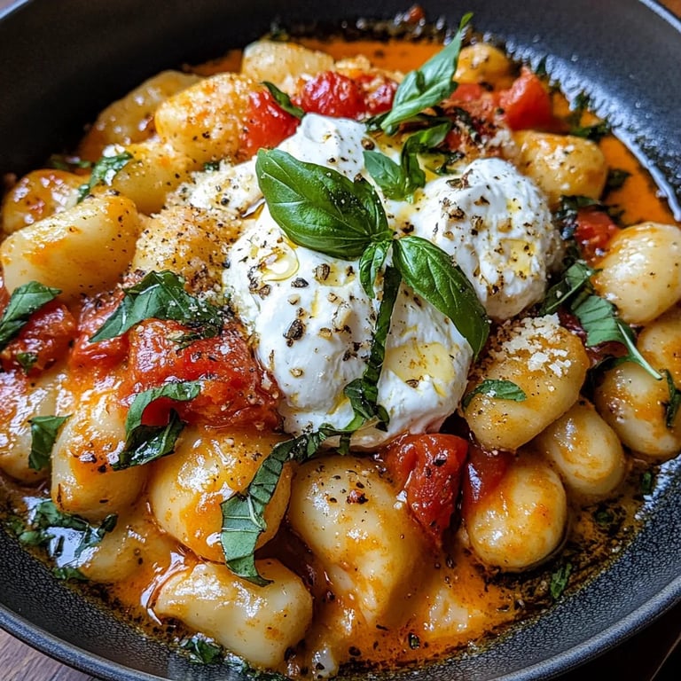 Cremige Tomaten-Gnocchi mit Burrata