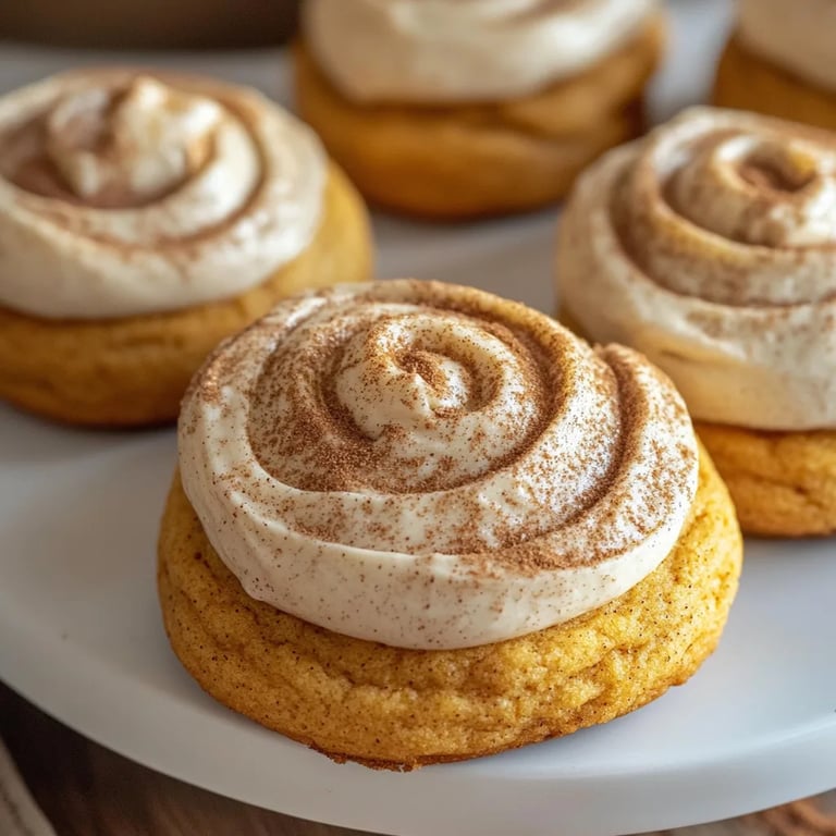 Soft Pumpkin Cookies with Cinnamon Frosting