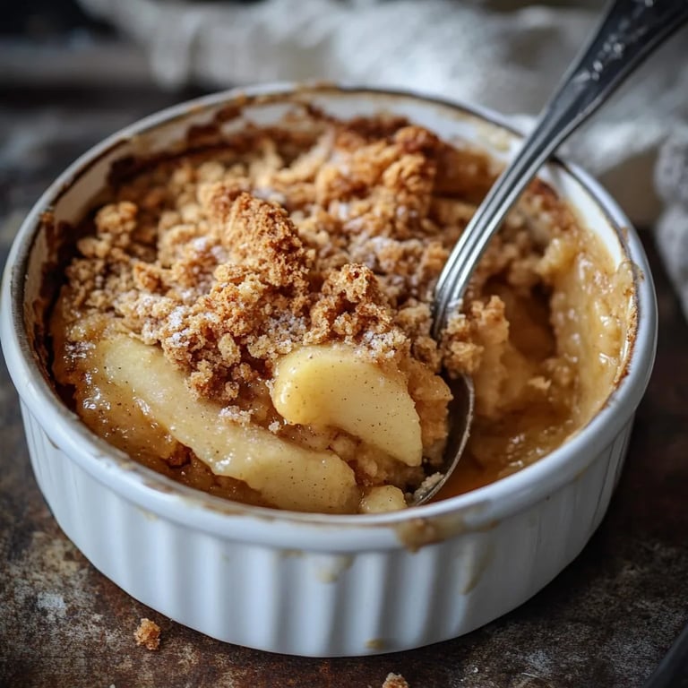 Bratapfel Apfel Crumble mit Vanilleeis