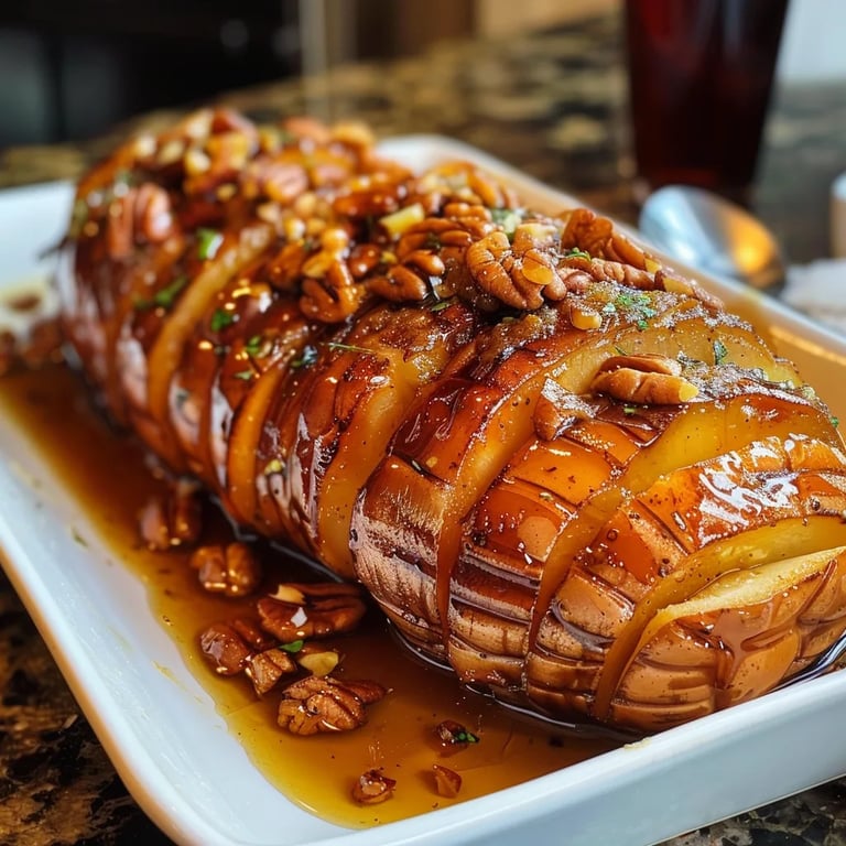 Hasselback Maple Pecan Sweet Potatoes