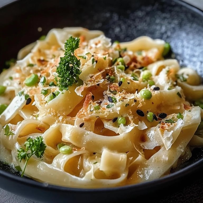 Cremige Bandnudeln mit Spitzkohl