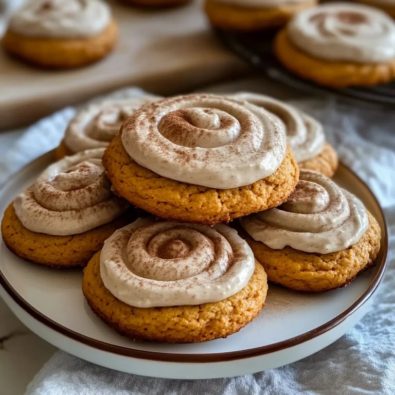 Soft Pumpkin Cookies with Cinnamon Frosting