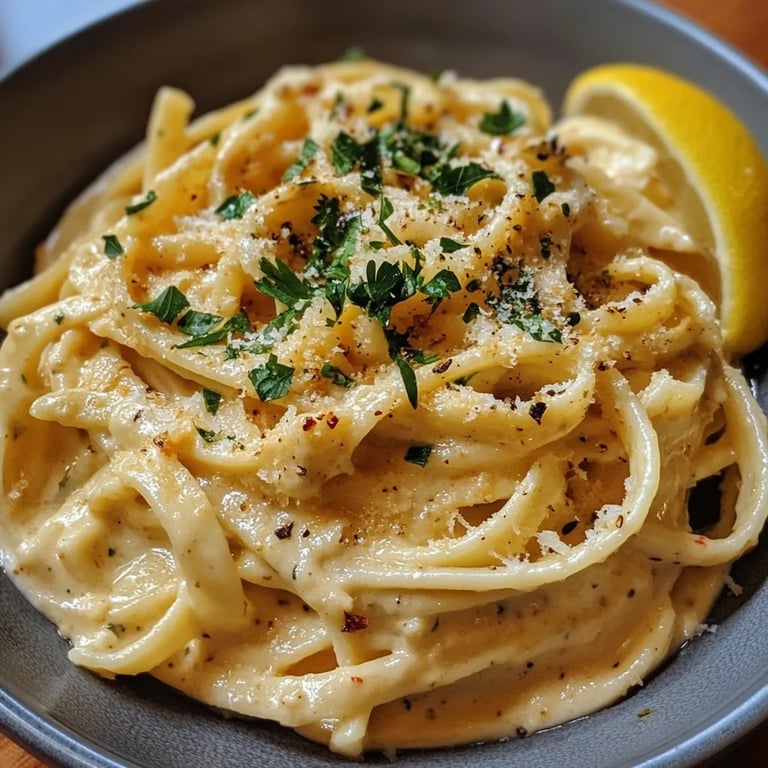 Zitronige Hummus Pasta