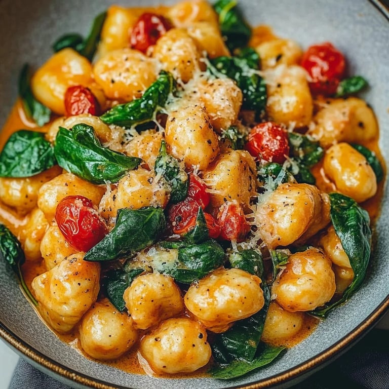 Schnelle Gnocchi-Pfanne mit Tomate & Spinat