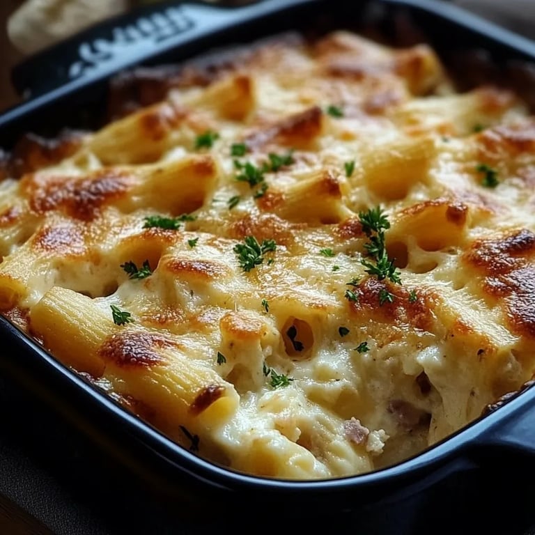 Klassisches Nudel-Schinken-Gratin