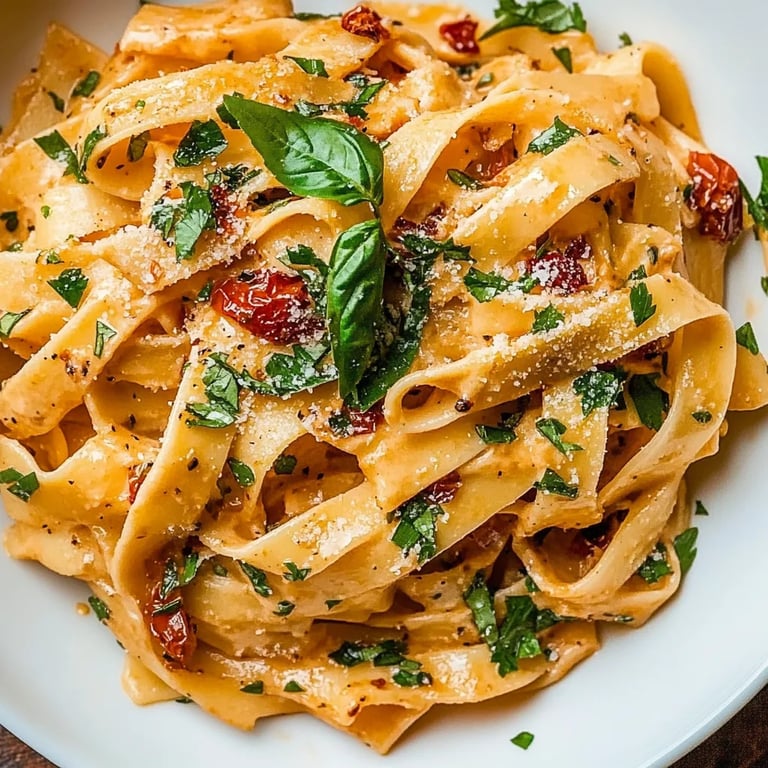 Cremige sonnengetrocknete Tomaten Vegan Pasta