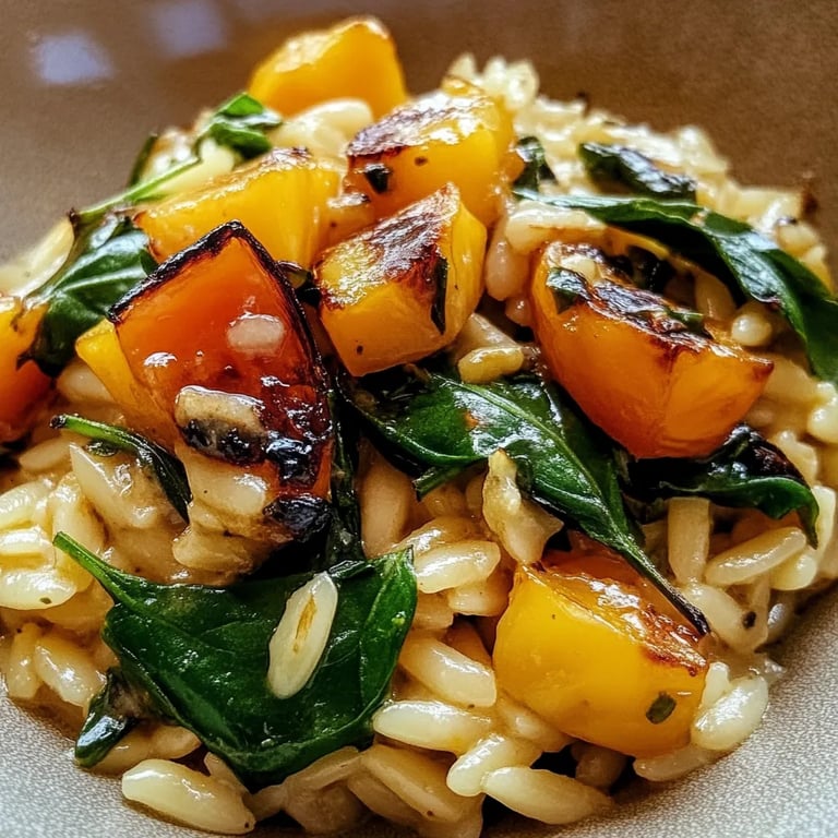 Orzo Cremoso con Calabaza Asada y Espinacas: Una Increíble Receta Esencial