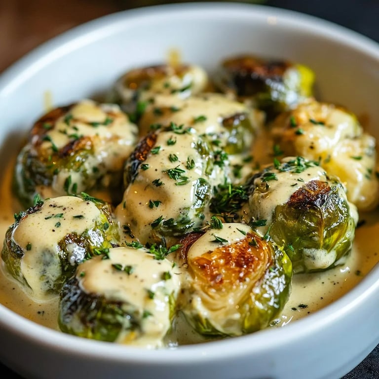 Rosenkohl in Frischkäse-Senfsauce