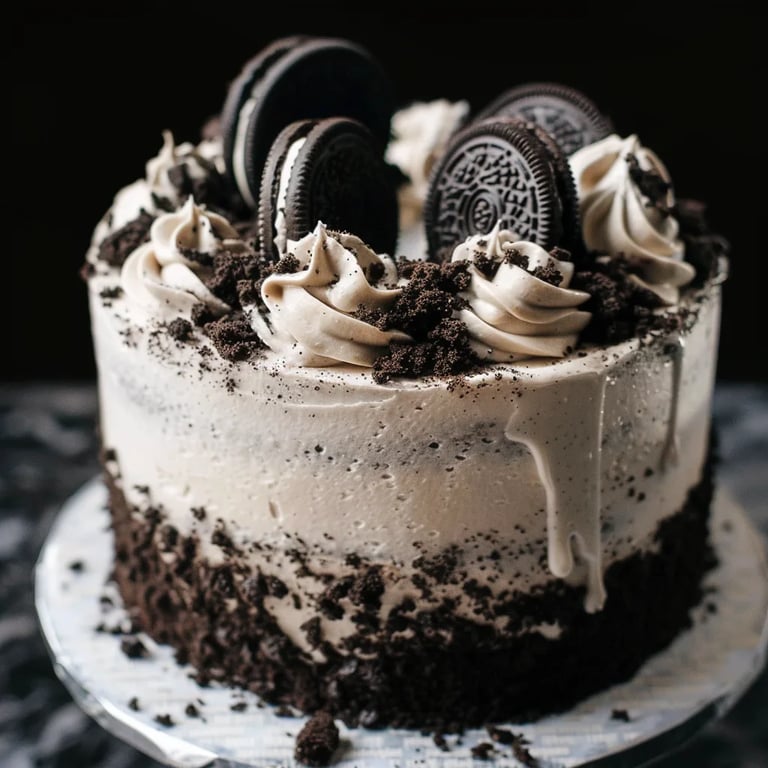 Oreo Crust Cookies and Cream Cake