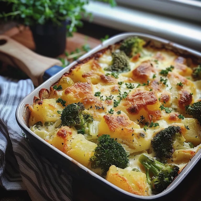 Kartoffel-Brokkoli-Rosenkohl Auflauf